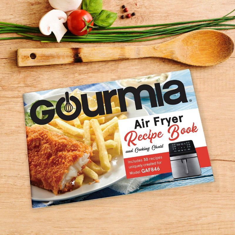 slide 8 of 8, Gourmia 8qt Digital Air Fryer with 12 One-Touch Functions & Guided Cooking Stainless Steel Black: Kitchen Appliance, 8 qt