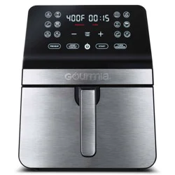 Gourmia 8qt Digital Air Fryer with 12 One-Touch Functions &amp; Guided Cooking Stainless Steel Black: Kitchen Appliance