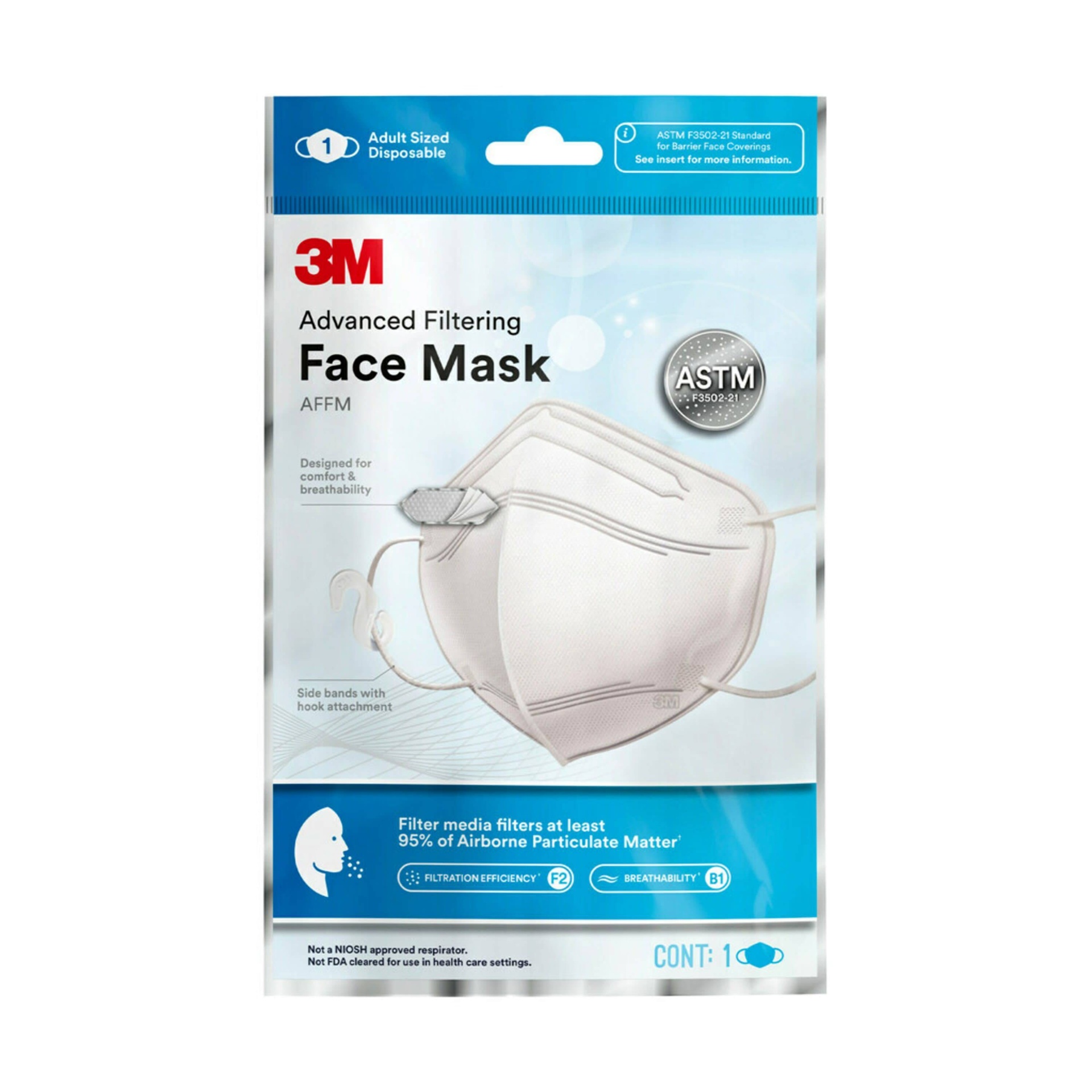 slide 1 of 7, 3M Company Advanced Filtering Face Mask - One Size, 1 ct