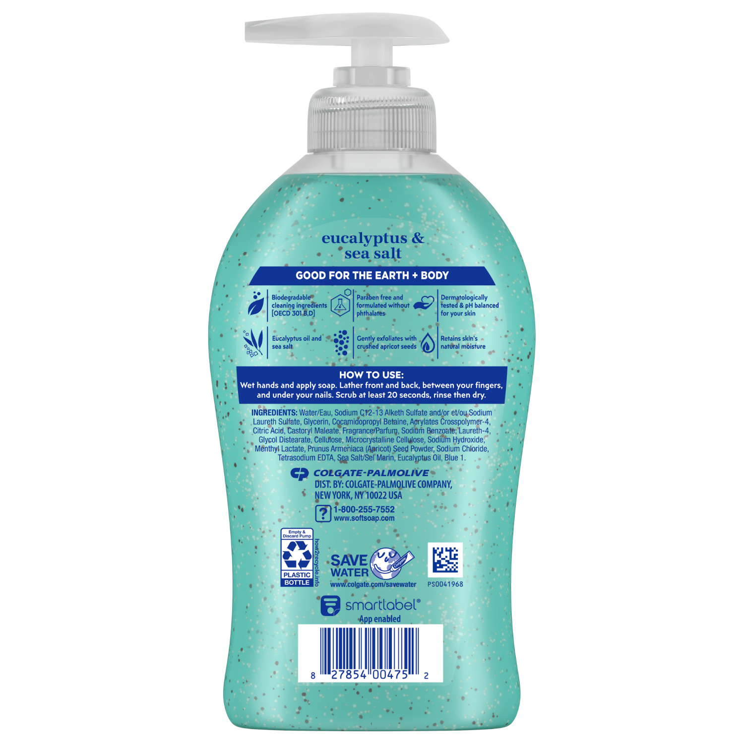 slide 6 of 7, Softsoap Therapy Eucalyptus and Sea Salt Scent Exfoliating Liquid Hand Soap, 332 ml Bottle, 11.25 fl oz