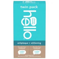 hello Antiplaque + Whitening Natural Peppermint Fluoride Free Toothpaste, 5 oz Tubes