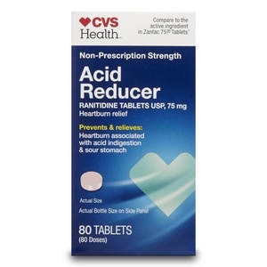 slide 1 of 1, CVS Health Acid Reducer Tablets, 80 ct; 75 mg