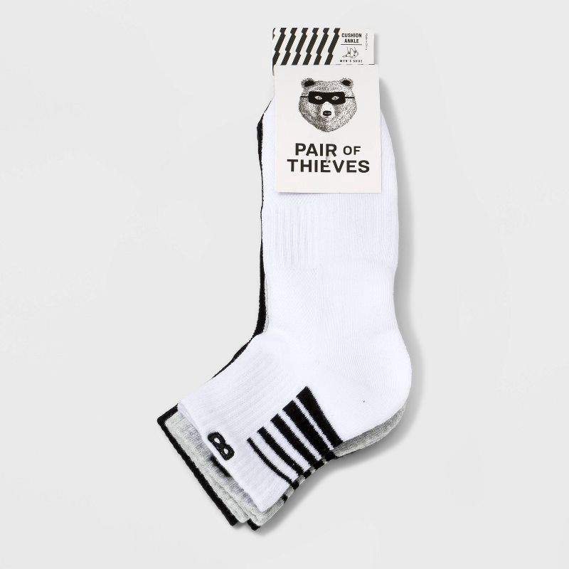 slide 2 of 7, Pair of Thieves Men's Ankle Socks 3pk - Black 6-12, 3 ct