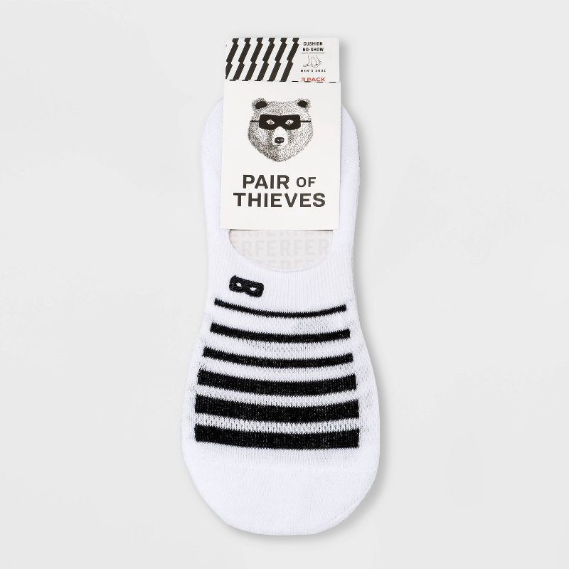 slide 2 of 12, Pair of Thieves Men's Cushion No Show Socks 3pk - Black/White 6-12, 3 ct