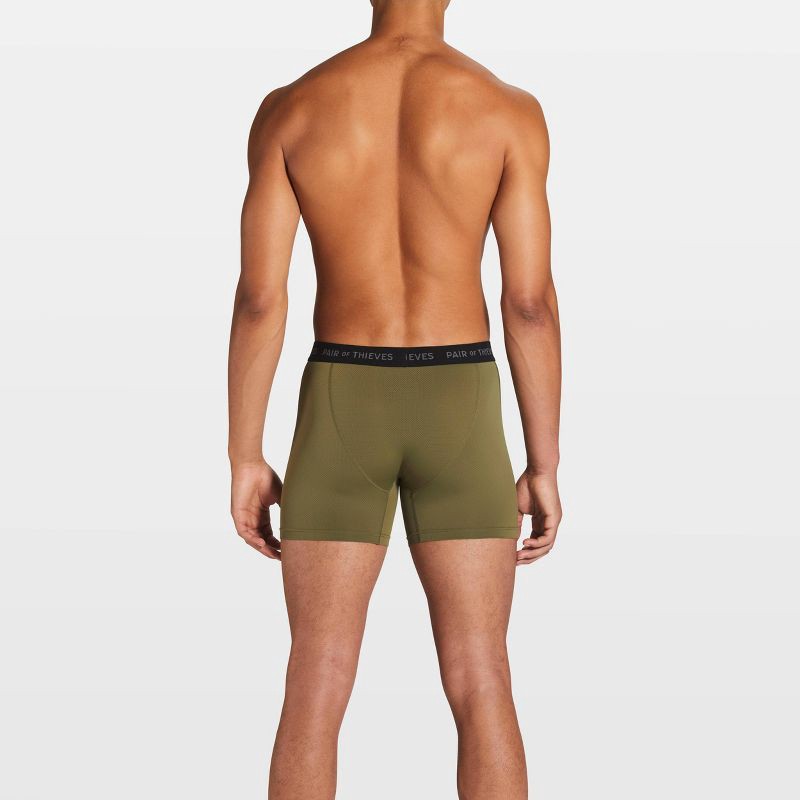 slide 7 of 7, Pair of Thieves Men's Super Fit Print Boxer Briefs 2pk - Dark Green M: Lightweight Mesh, Botanical Pattern, 2 ct