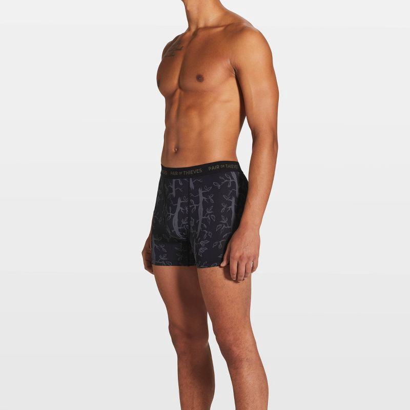 slide 3 of 7, Pair of Thieves Men's Super Fit Print Boxer Briefs 2pk - Dark Green XL: Lightweight Mesh, Botanical Pattern, Full Waistband Elastic, 2 ct