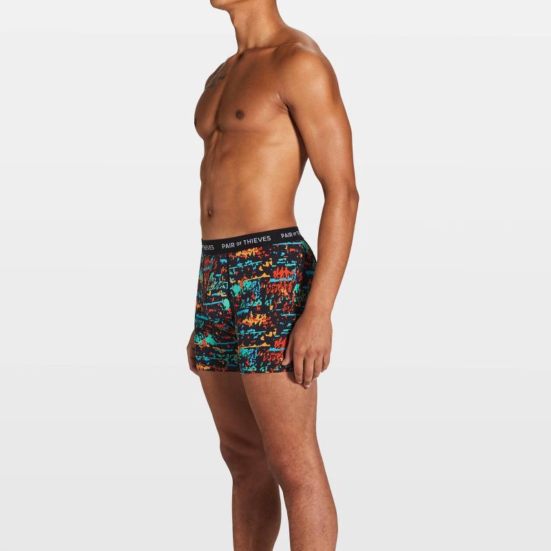 slide 3 of 13, Pair of Thieves Men's Super Fit Print Boxer Briefs 2pk - Black/Blue M: Lightweight Mesh, Full Waistband Elastic, Machine Washable, 2 ct