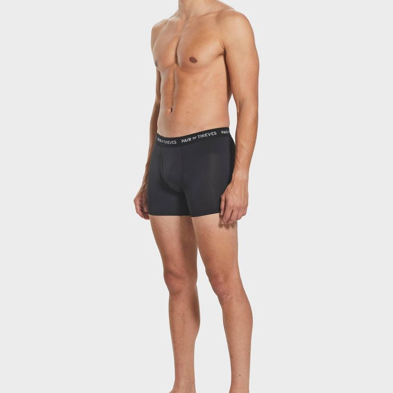 slide 8 of 13, Pair of Thieves Men's Super Fit Print Boxer Briefs 2pk - Black/Blue M: Lightweight Mesh, Full Waistband Elastic, Machine Washable, 2 ct