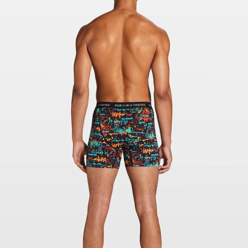 slide 4 of 13, Pair of Thieves Men's Super Fit Print Boxer Briefs 2pk - Black/Blue XL: Lightweight Mesh, Regular Rise, 2 ct