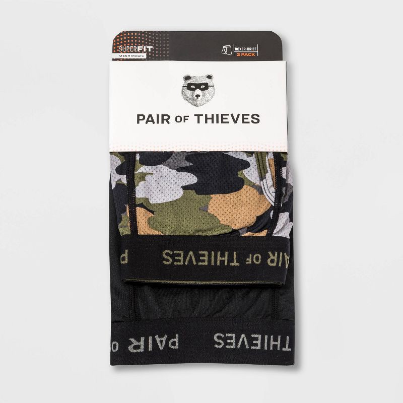 slide 2 of 5, Pair of Thieves Men's Super Fit Camo Boxer Briefs 2pk - Forest Green M: Lightweight Mesh, Regular Rise, 2 ct