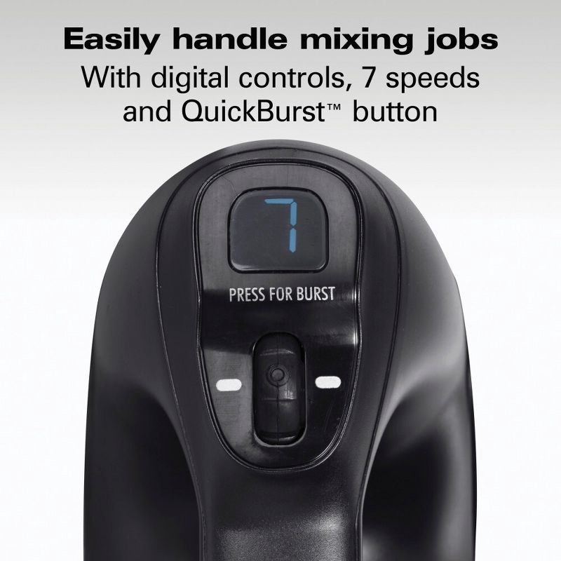 slide 5 of 9, Hamilton Beach 7 Speed Dig Hand Mix with Easy Beaters 62663: Black Plastic Handheld Mixer, 150W, Dishwasher-Safe Parts, 1 ct