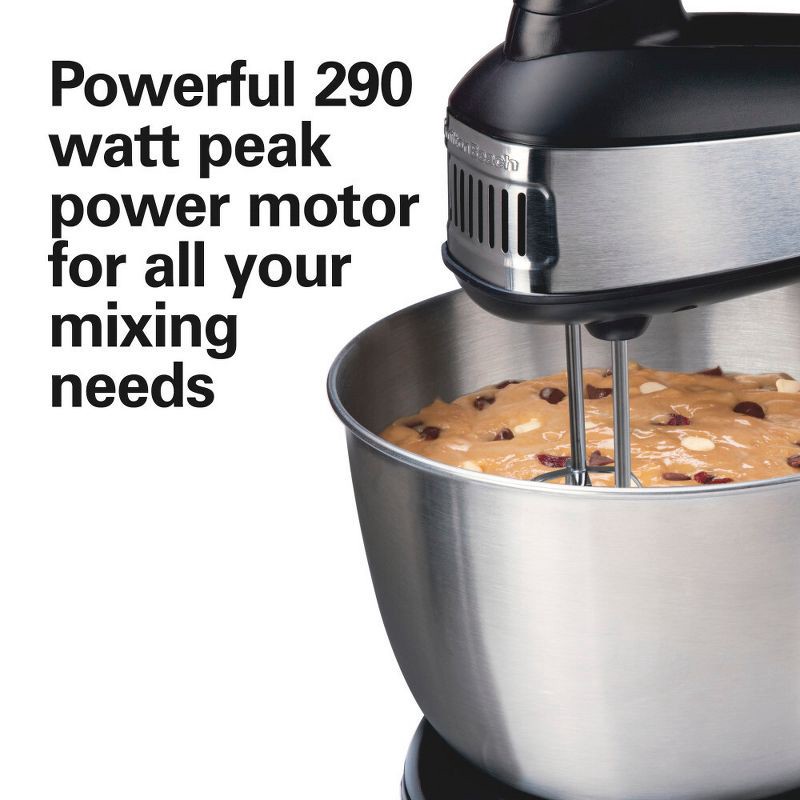 slide 3 of 8, Hamilton Beach 4qt Hand/Stand Mixer 64640: 6-Speed Kitchen Mixer, Stainless Steel Bowl, Dishwasher-Safe Parts, 290W, 4 qt