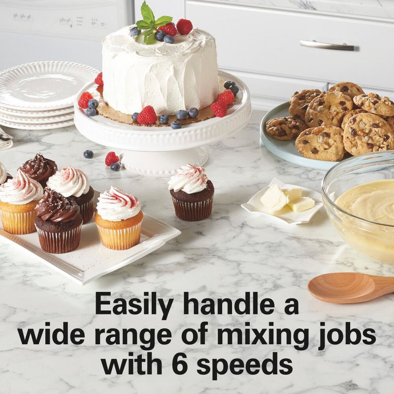 slide 6 of 8, Hamilton Beach 4qt Hand/Stand Mixer 64640: 6-Speed Kitchen Mixer, Stainless Steel Bowl, Dishwasher-Safe Parts, 290W, 4 qt