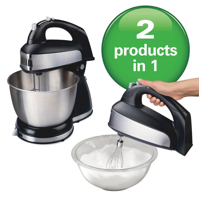 slide 8 of 8, Hamilton Beach 4qt Hand/Stand Mixer 64640: 6-Speed Kitchen Mixer, Stainless Steel Bowl, Dishwasher-Safe Parts, 290W, 4 qt