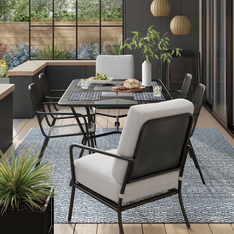 Metal Mesh Outdoor Patio Dining Chair Stacking Chair Black - Room ...