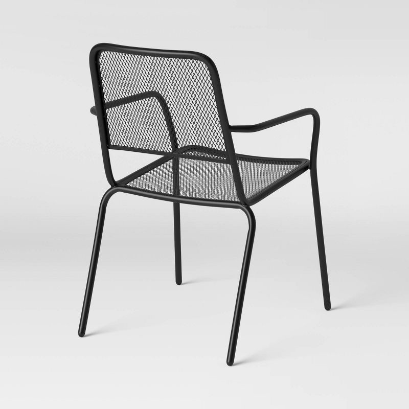 slide 7 of 7, Metal Mesh Outdoor Patio Dining Chair Stacking Chair Black - Room Essentials™, 1 ct