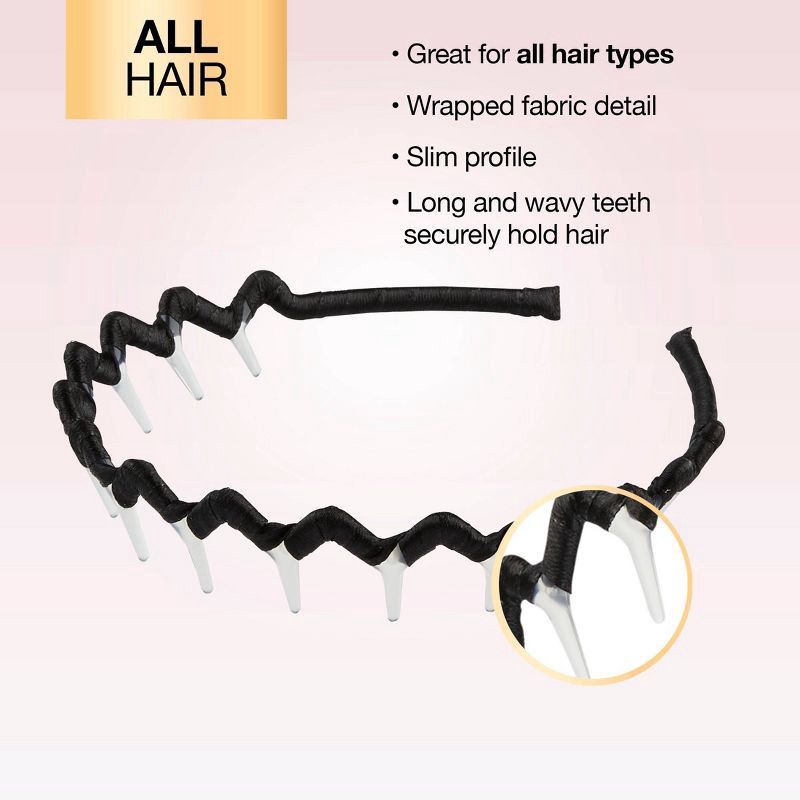 slide 5 of 7, scunci scünci Fabric Covered Zigzag Headband - Black - All Hair, 1 ct