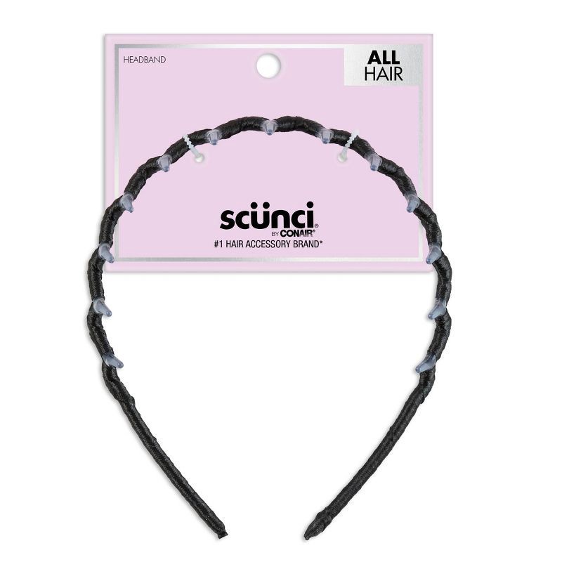 slide 1 of 7, scunci scünci Fabric Covered Zigzag Headband - Black - All Hair, 1 ct