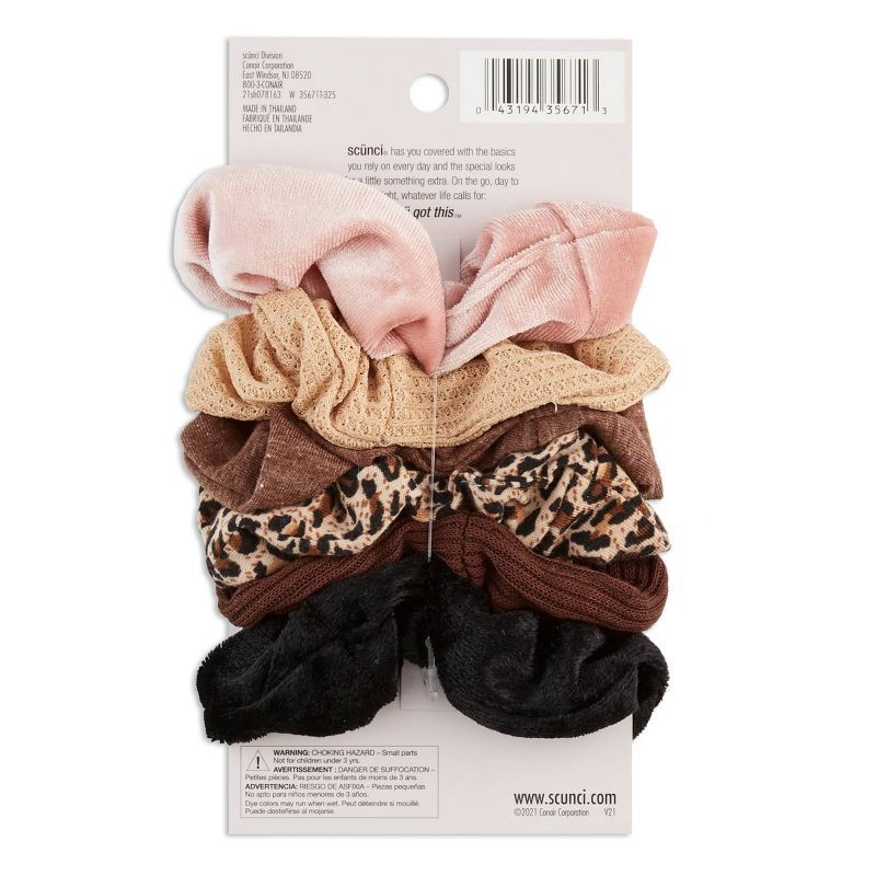 slide 2 of 5, scunci scünci No Damage Mixed Textures Scrunchies - Warm Neutral - All Hair - 6pcs, 6 ct