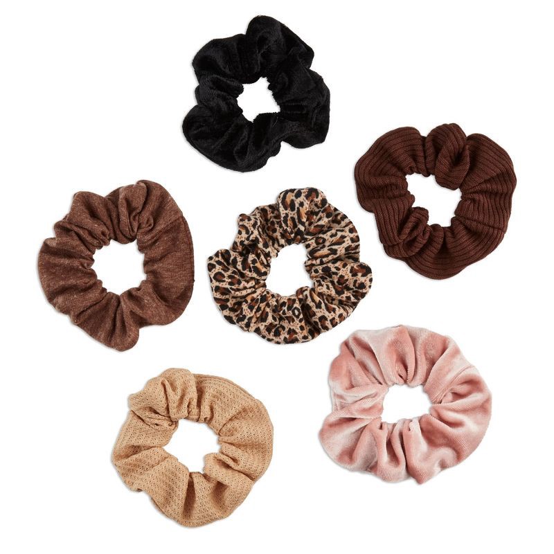 slide 3 of 5, scunci scünci No Damage Mixed Textures Scrunchies - Warm Neutral - All Hair - 6pcs, 6 ct