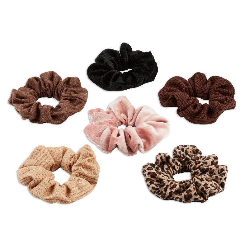 slide 4 of 5, scunci scünci No Damage Mixed Textures Scrunchies - Warm Neutral - All Hair - 6pcs, 6 ct