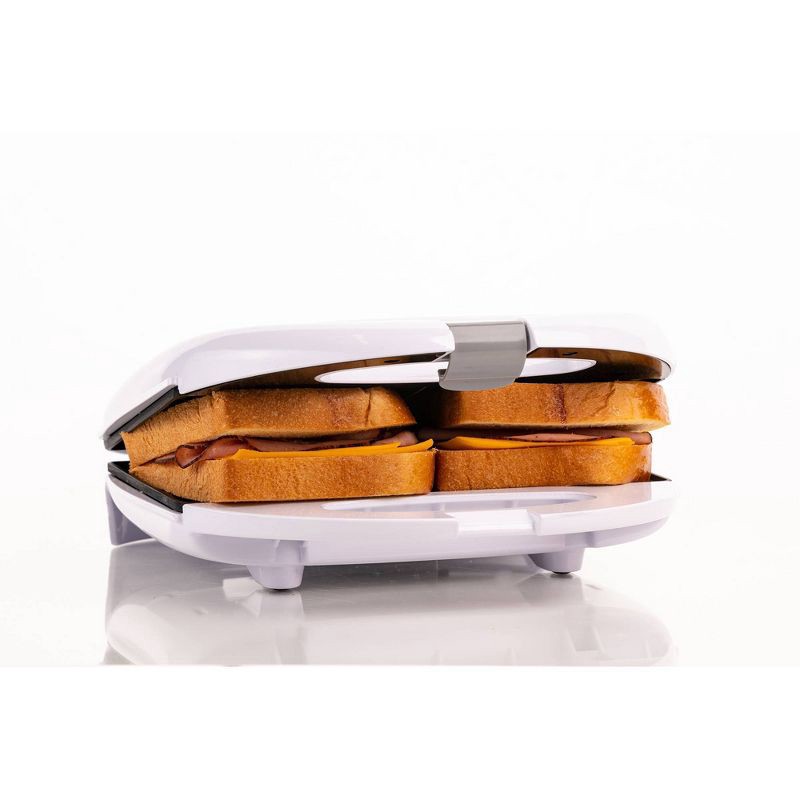 slide 5 of 5, IMUSA 2 Slot Electric Sandwich Maker: Nonstick Griddle, Locking Lid, 750W, White, Grilled Cheese & Sandwich Toaster, 1 ct