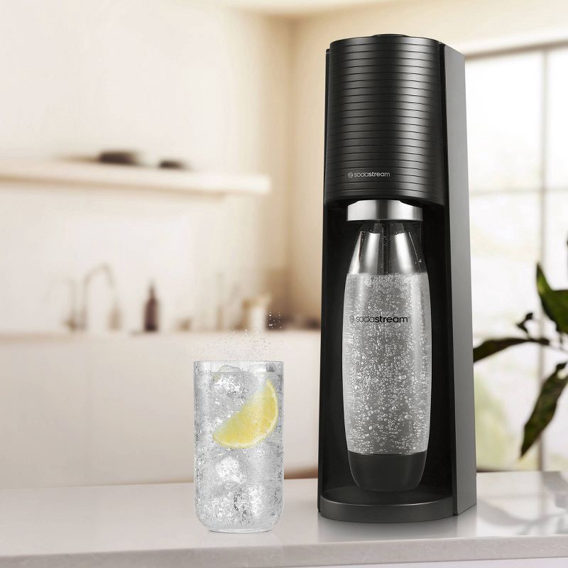 slide 2 of 12, SodaStream Terra Sparkling Water Maker with CO2 and Carbonating Bottle Black: Soda Streamer Machine, 60L Capacity, 60 liter