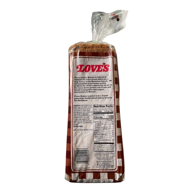 slide 2 of 4, Love's 100% Whole Wheat Round Top Bread - 16oz, 16 oz