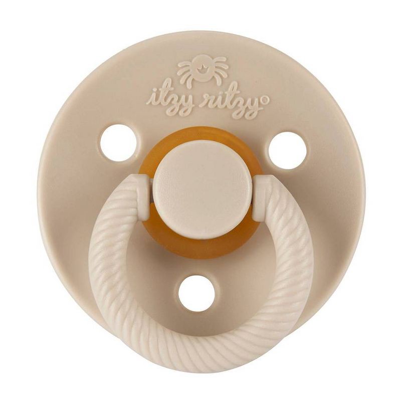 slide 2 of 6, Itzy Ritzy Natural Rubber Pacifier - 0-6 Months - Coconut & Toast - 2pk, 2 ct