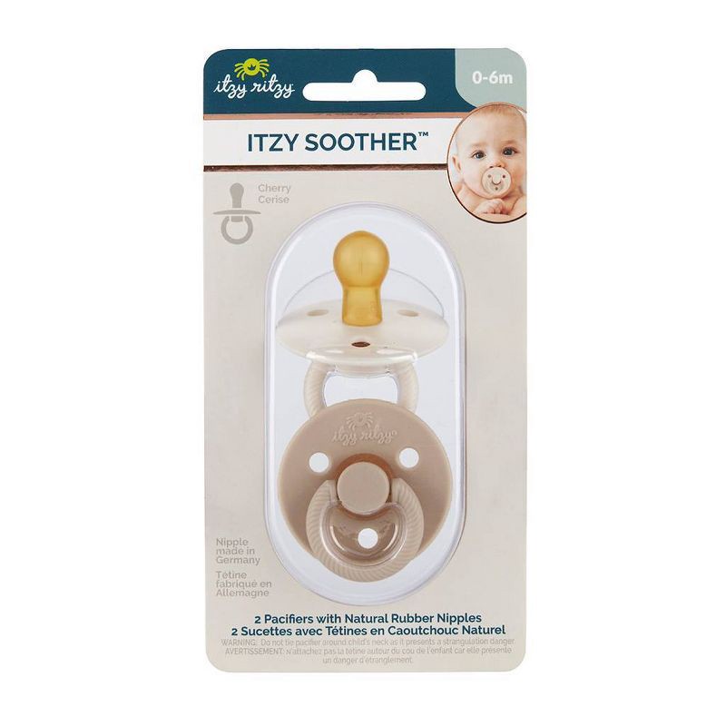 slide 6 of 6, Itzy Ritzy Natural Rubber Pacifier - 0-6 Months - Coconut & Toast - 2pk, 2 ct