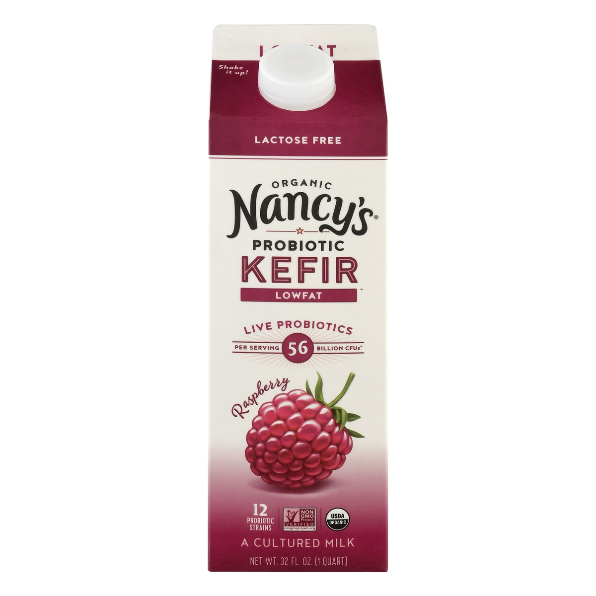 slide 1 of 1, Nancy's Probiotic Organic Lowfat Raspberry Kefir 32 oz, 32 oz