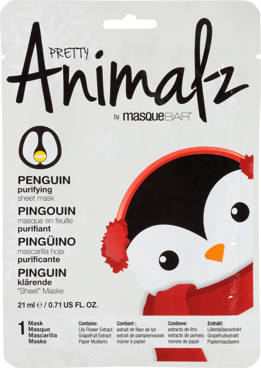 slide 1 of 12, Look Beauty Masque BAR Pretty Animalz Penguin Purifying Sheet Mask 0.71 fl oz, 0.71 fl oz