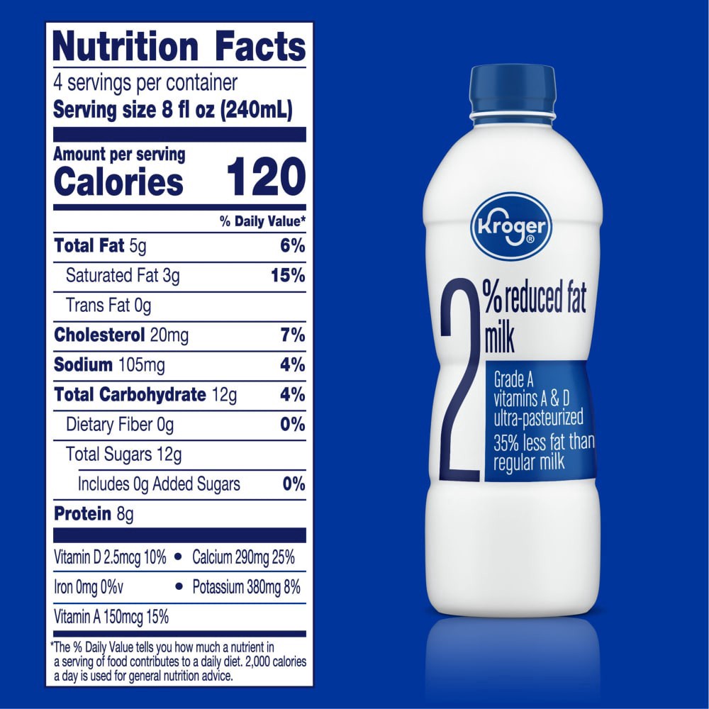 slide 2 of 4, Kroger 2% Reduced Fat Milk, 1 qt