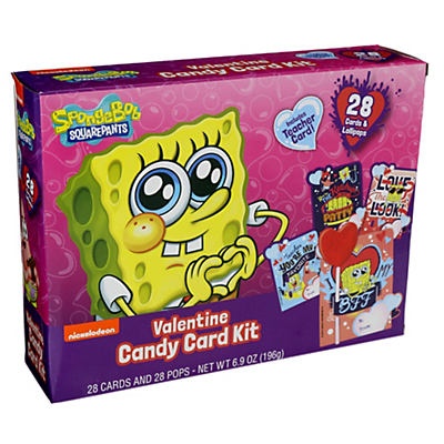 slide 1 of 1, Nickelodeon SpongeBob SquarePants Valentine Candy Card Kit, 28 ct