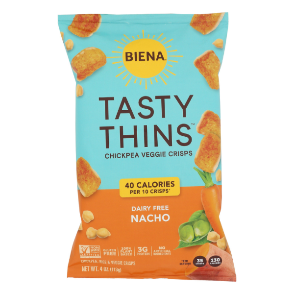 slide 1 of 1, Biena Tasty Thins Nacho Flavored Veggie Crisps 4 oz, 4 oz