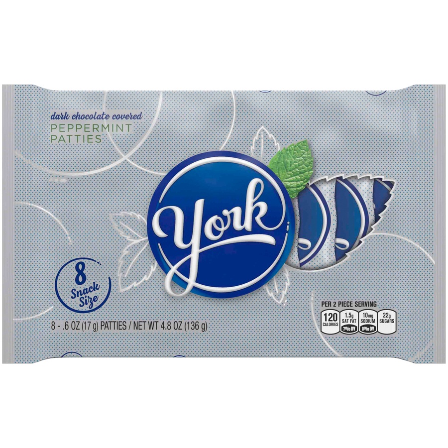 slide 1 of 1, York Snack Size Dark Chocolate Covered Peppermint Patties, 4.8 oz