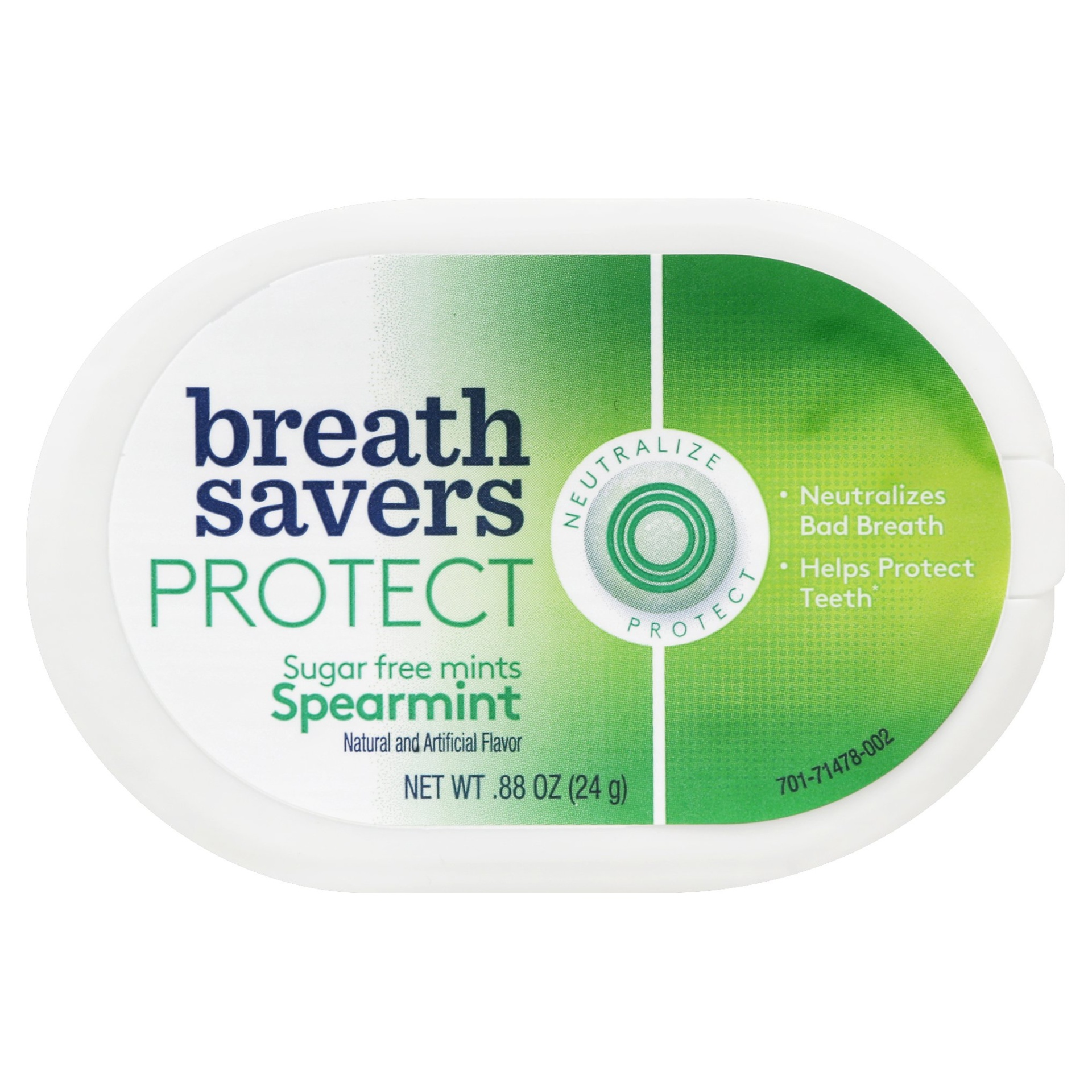 slide 1 of 3, Breath Savers Spearmint Protect Sugar Free Mints, 0.88 oz