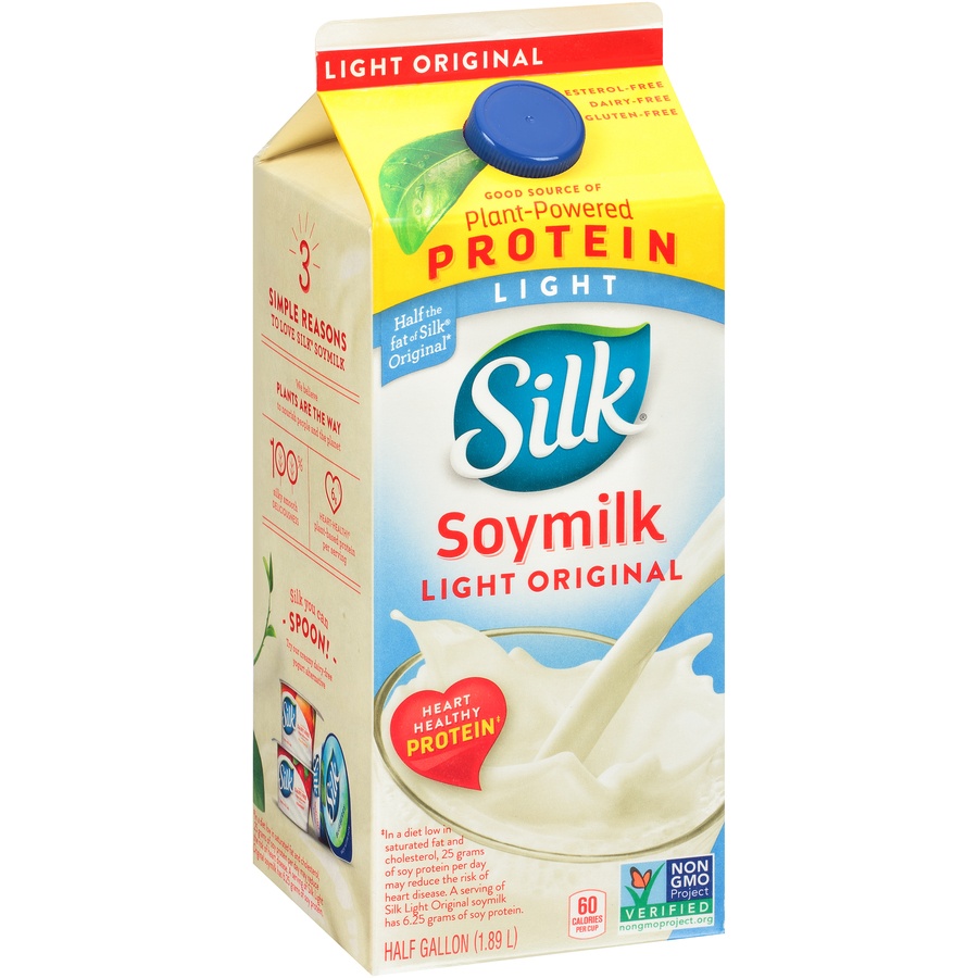 slide 2 of 8, Silk Light Original Soymilk, 1/2 gal