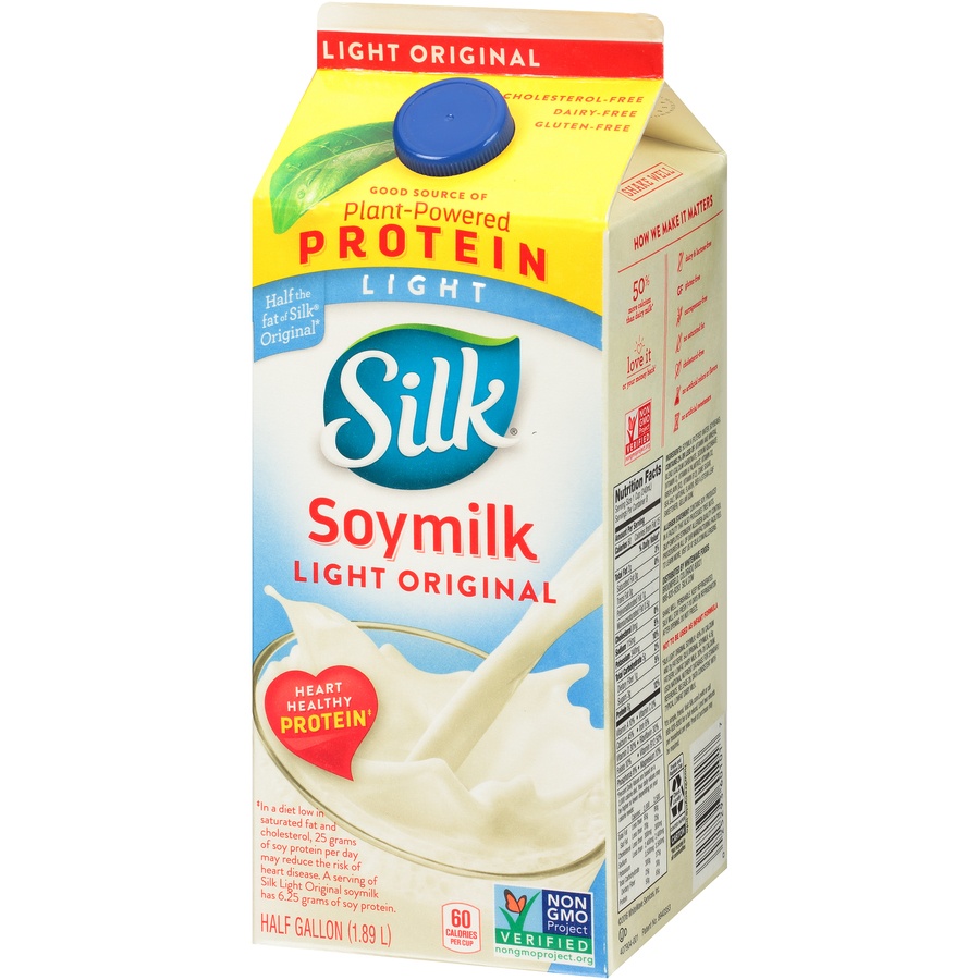 slide 3 of 8, Silk Light Original Soymilk, 1/2 gal