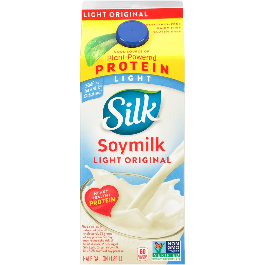 slide 1 of 8, Silk Light Original Soymilk, 1/2 gal