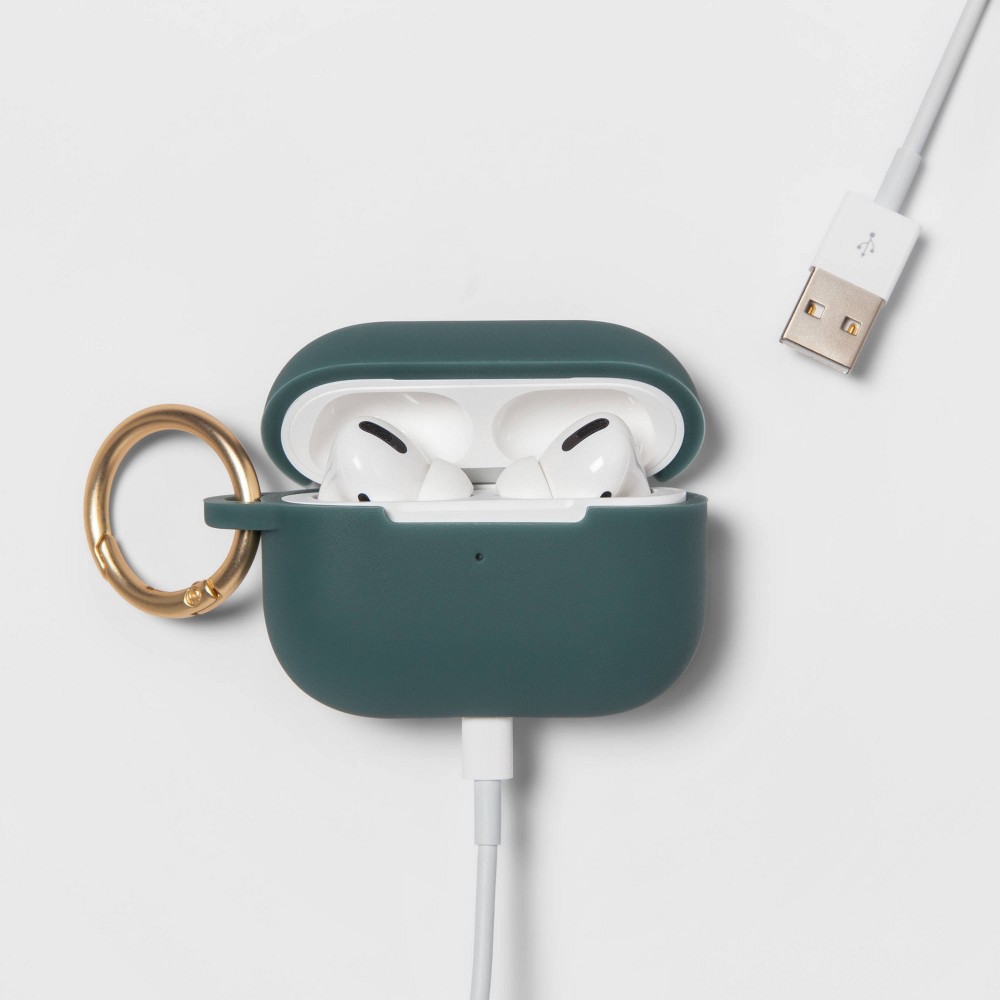 slide 3 of 3, heyday Apple AirPods Pro Silicone Case with Clip - Rain Teal, 1 ct