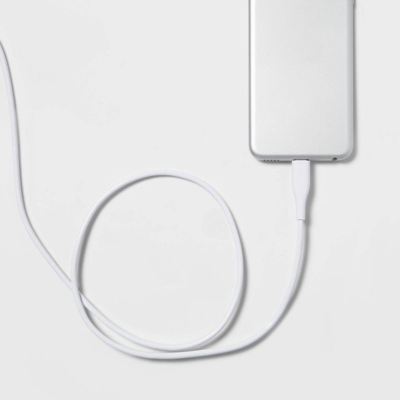 slide 2 of 3, 3' Lightning to USB-C Round Cable - heyday™ White: Male-To-Male Connectors, 1 ct