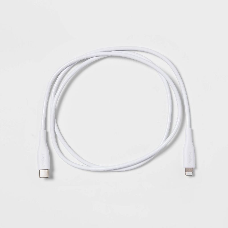 slide 3 of 3, 3' Lightning to USB-C Round Cable - heyday™ White: Male-To-Male Connectors, 1 ct