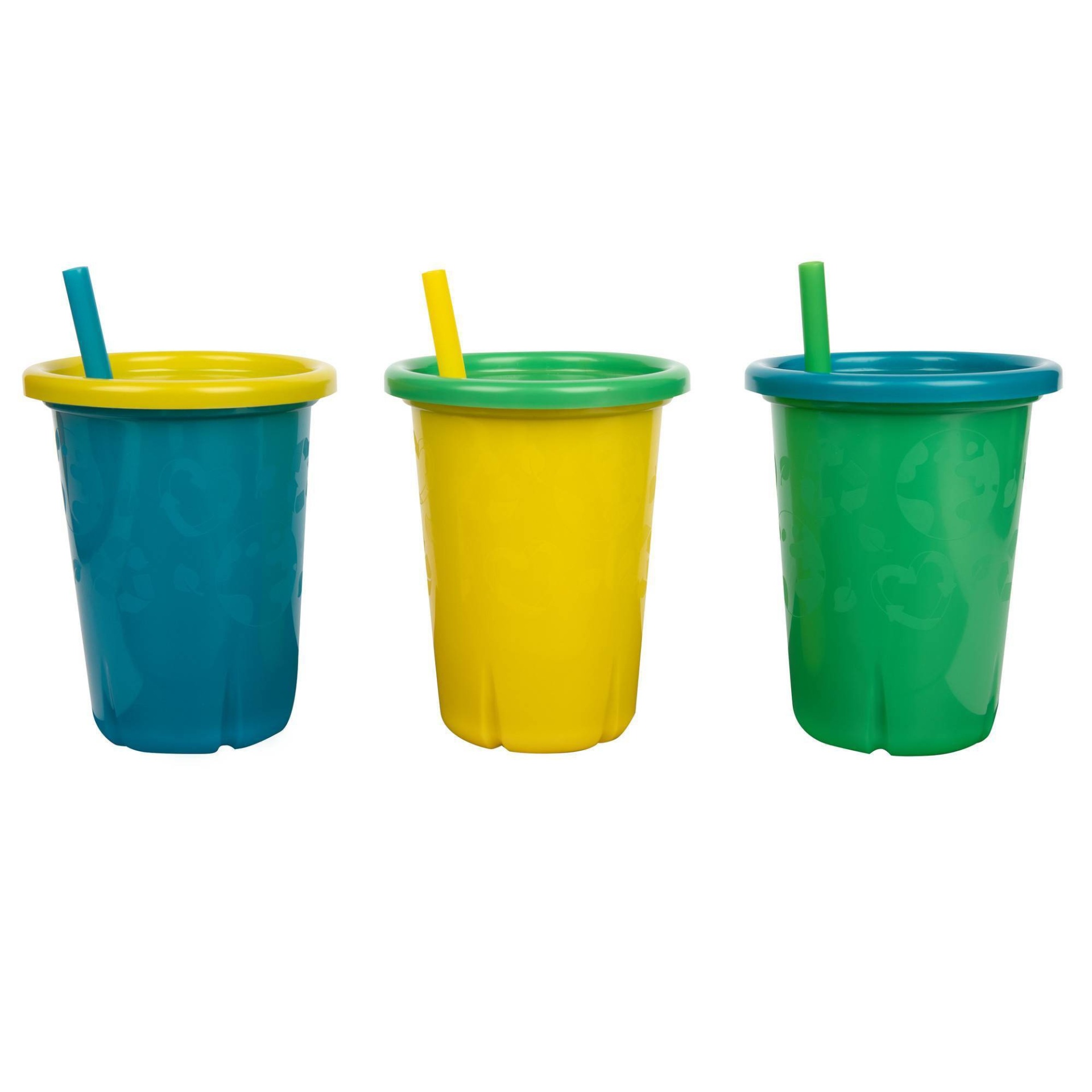The First Years GreenGrown Reusable Spill-Proof Straw Toddler Cups - Blue 3  ct; 10 oz