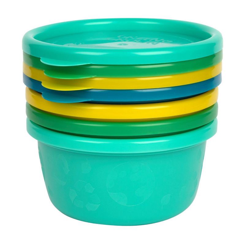 The First Years Green Grown Reusable Toddler Snack Bowls with Lids -  Blue/Aqua/Yellow/Green - 4pk/8oz