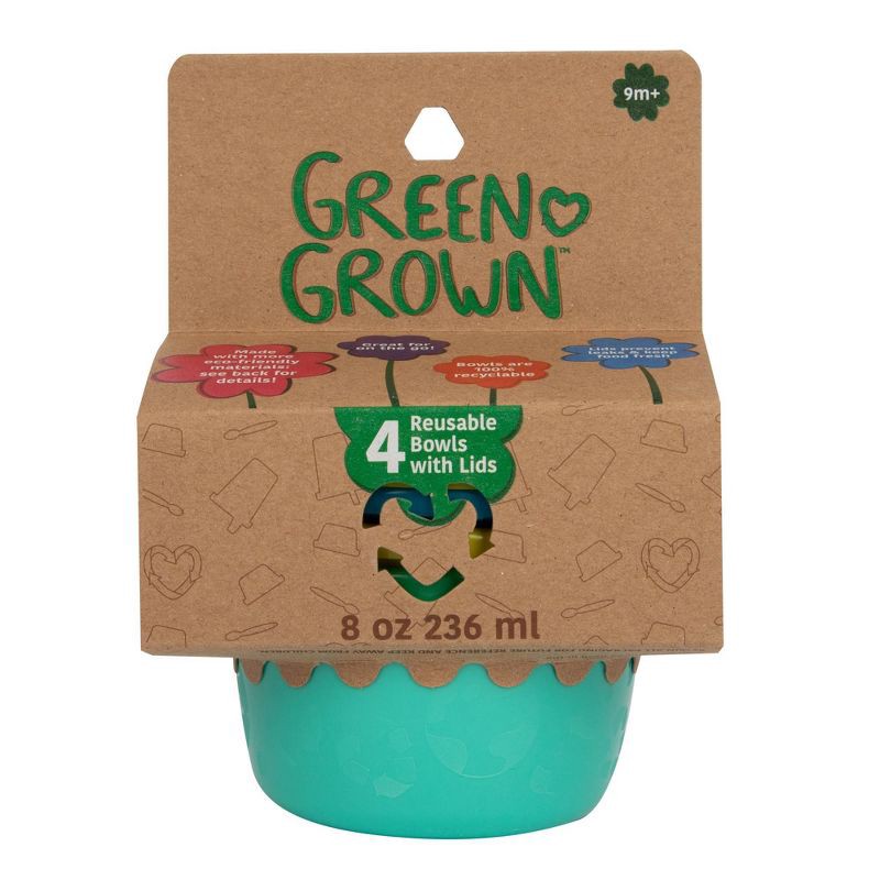 The First Years Green Grown Reusable Toddler Snack Bowls With Lids -  Blue/aqua/yellow/green - 4pk/8oz : Target