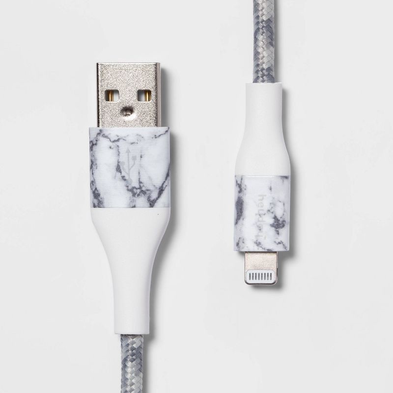 slide 1 of 3, 6' Lightning to USB-A Braided Cable - heyday™ Marble/White, 1 ct