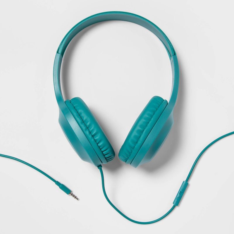 slide 1 of 3, Wired On-Ear Headphones - heyday™ Teal Blue, 1 ct