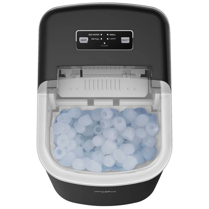 slide 7 of 10, Whirlpool Countertop Ice Maker WHCI26VBA3A: 26 lb Daily Production, Bullet Ice, Black, 1.5 lb Storage, 2 Ice Sizes, 26 lb, 1.5 lb