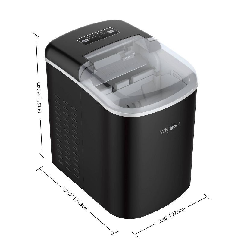slide 8 of 10, Whirlpool Countertop Ice Maker WHCI26VBA3A: 26 lb Daily Production, Bullet Ice, Black, 1.5 lb Storage, 2 Ice Sizes, 26 lb, 1.5 lb